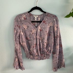 purple floral top elastic waist